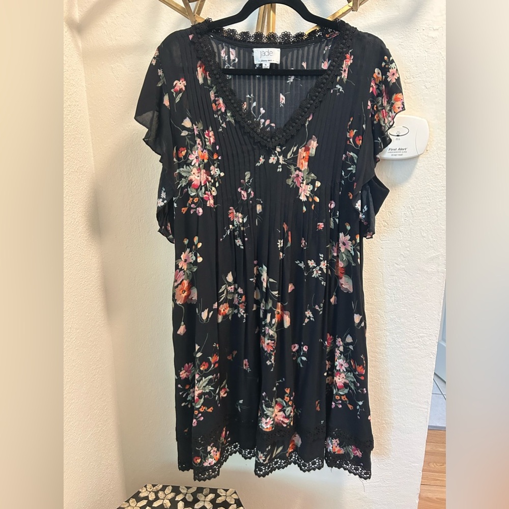 Johnny Was Jade Collection Floral Print Dress 100% Rayon XL